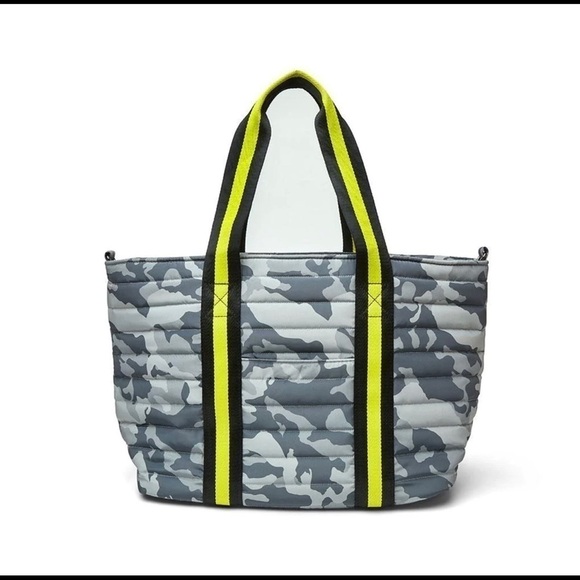 THINK ROYLN Handbags - Think Royln Wingman | Grey Camo w/Yellow Strap - Large Tote